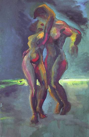 "interacting couple at water's edge" by e.e. cummings (US). 1940