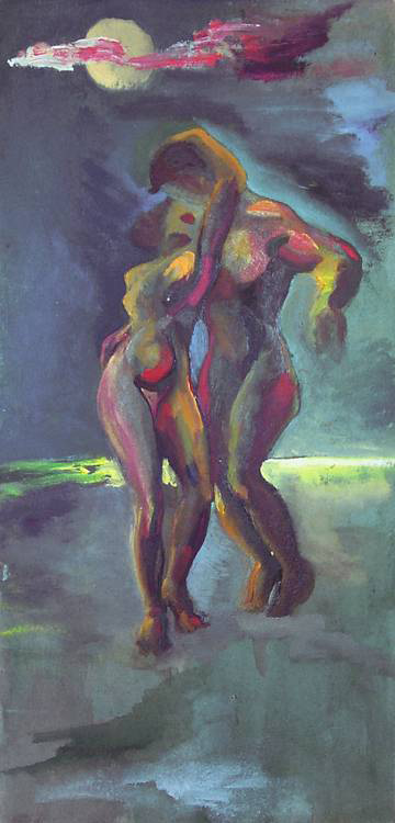 "interacting couple at water's edge" by e.e. cummings (US). 1940